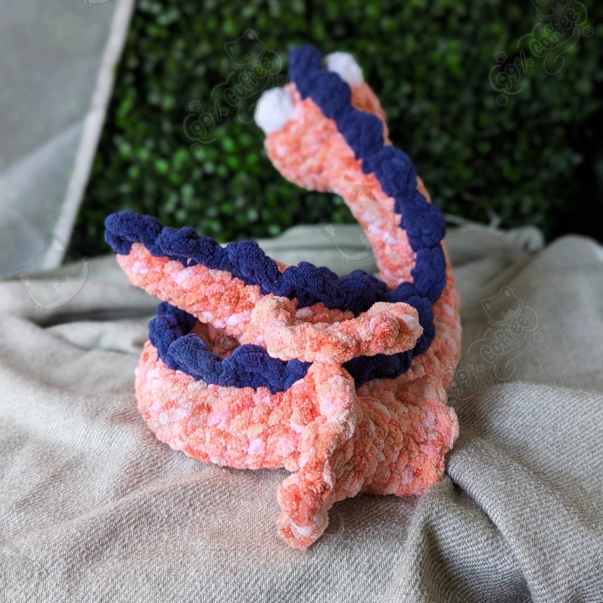 Sea Serpent Plushie, Pink - Handmade Stuffed Animal - 99% Coffee - #pink