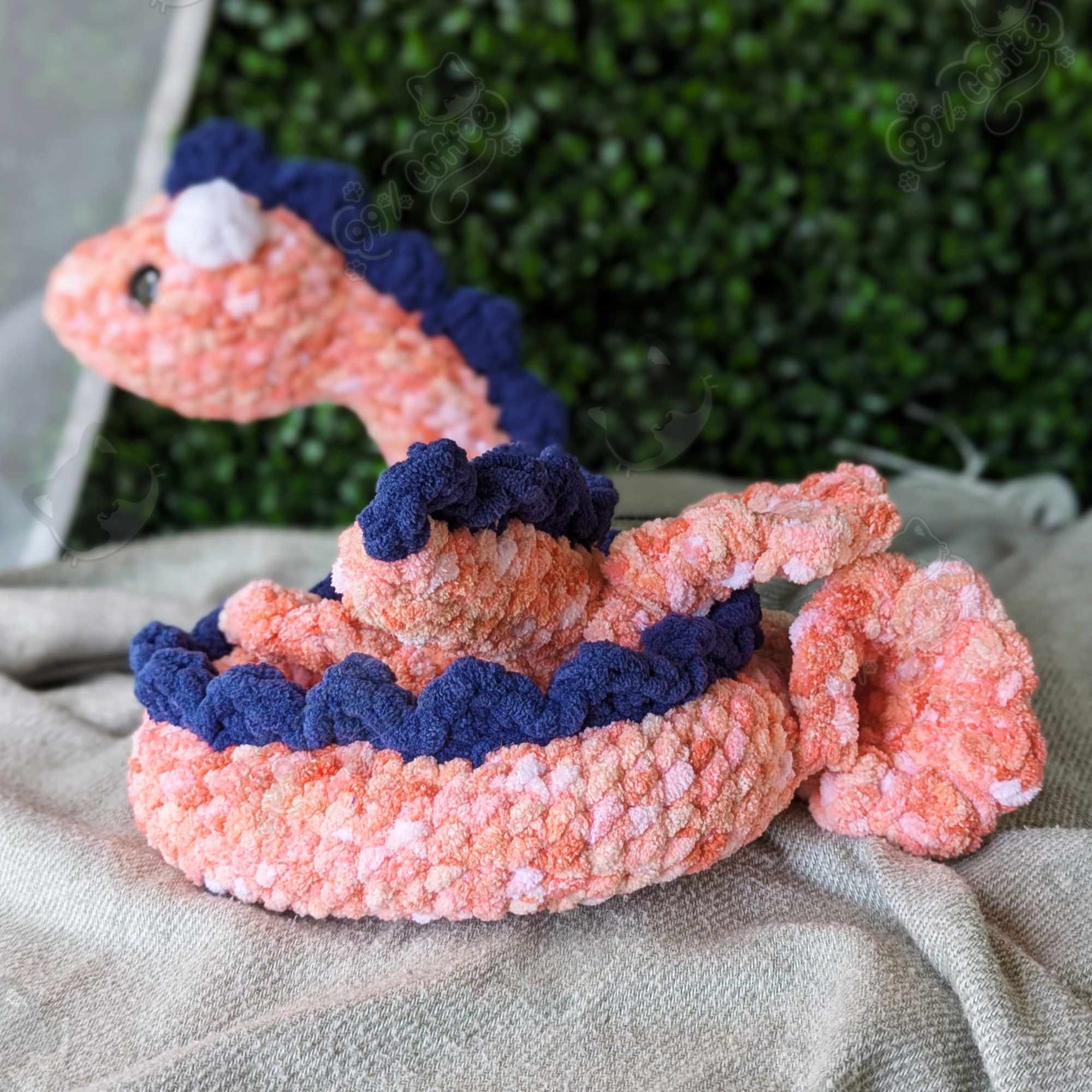 Sea Serpent Plushie, Pink - Handmade Stuffed Animal - 99% Coffee - #pink