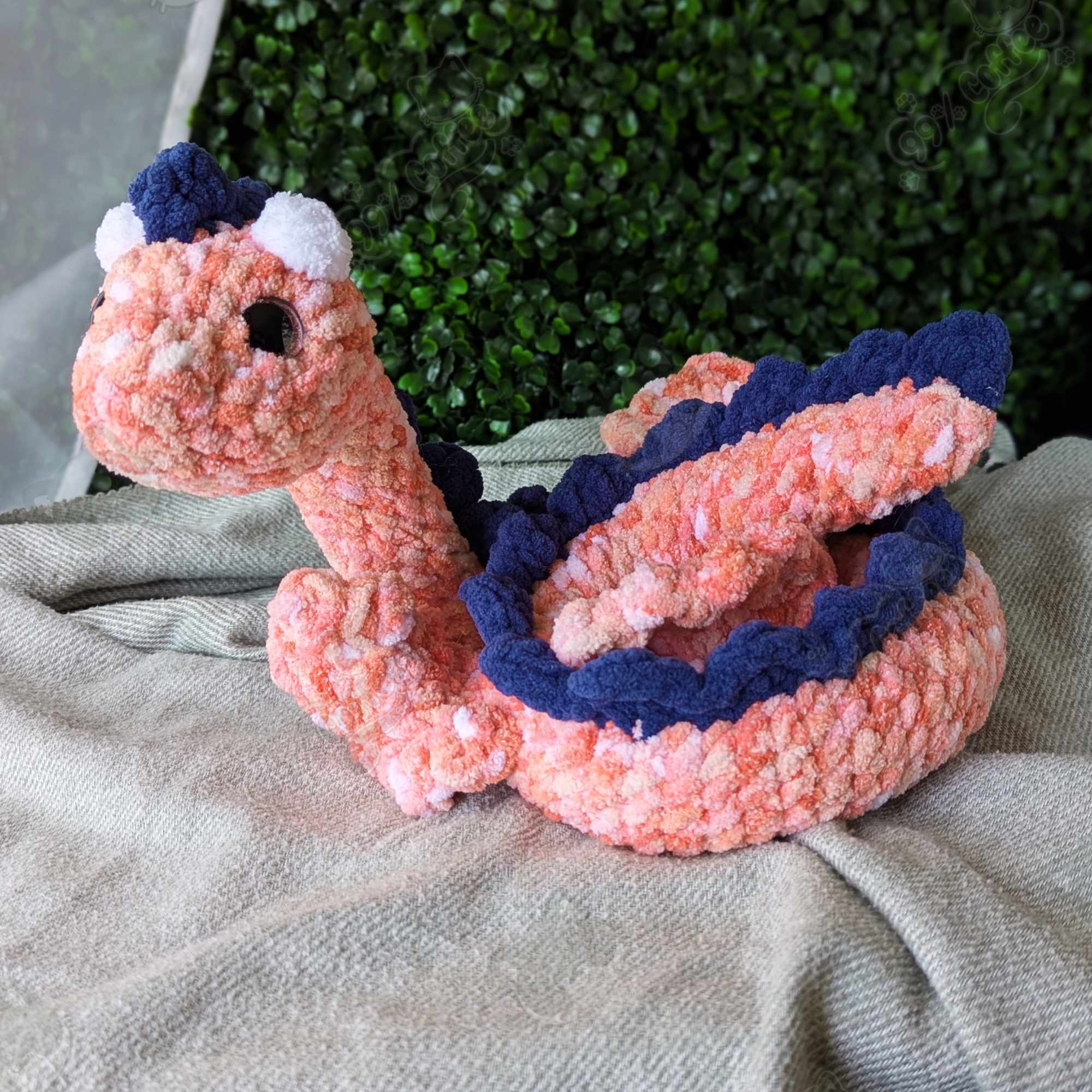 Sea Serpent Plushie, Pink - Handmade Stuffed Animal - 99% Coffee - #pink
