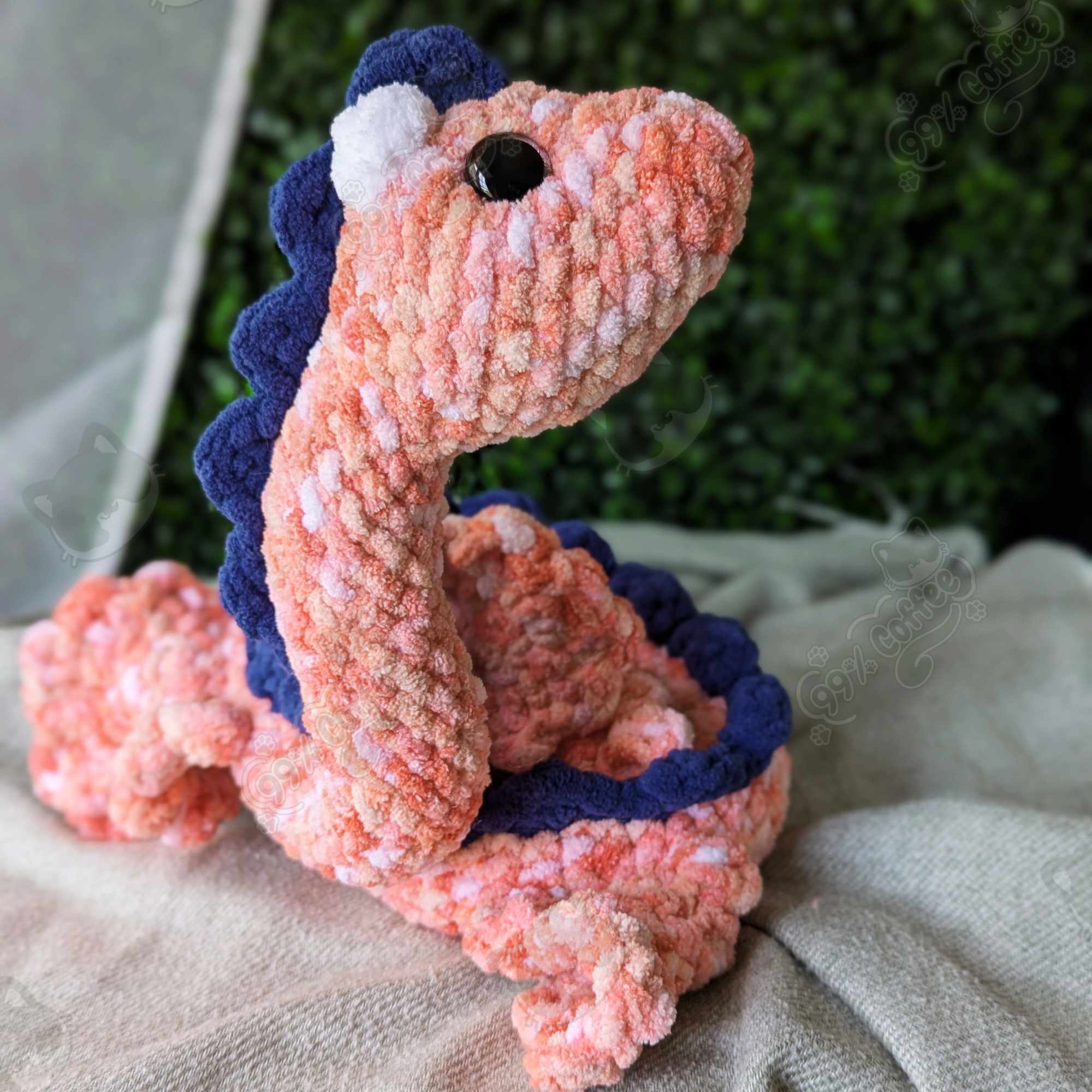 Sea Serpent Plushie, Pink - Handmade Stuffed Animal - 99% Coffee - #pink