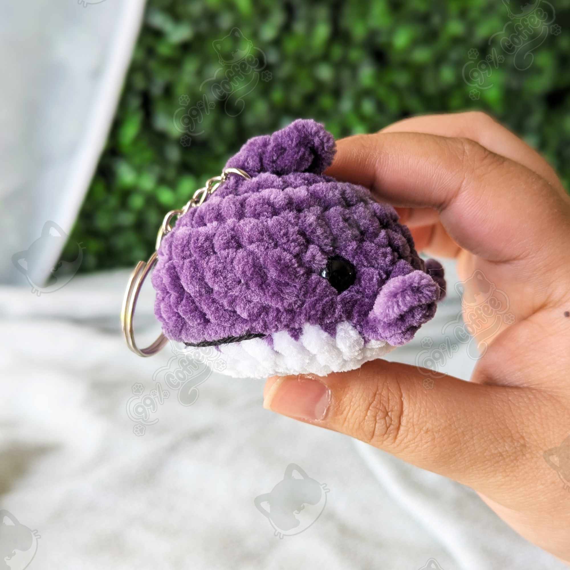 Shark Plushie, Mini - Cute Handmade Small Shark Stuffed Animal Keychain - 99% Coffee - #color_Purple