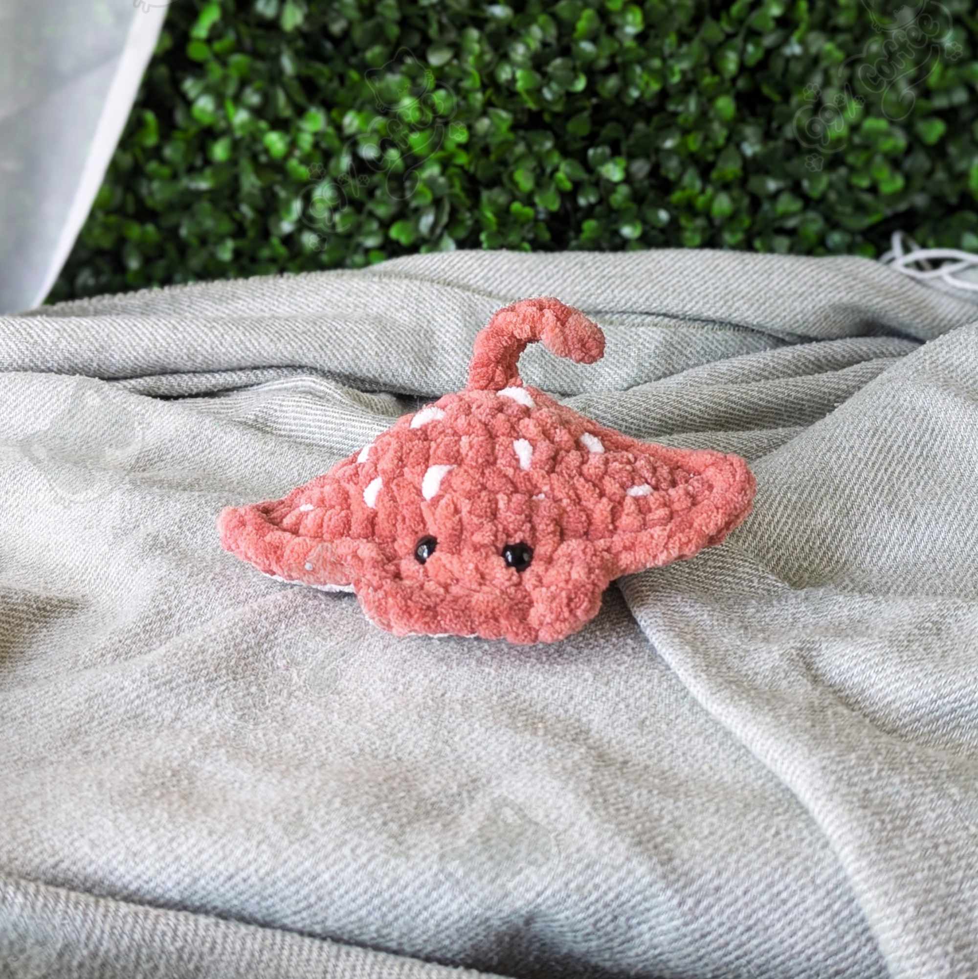Manta Ray Plushie - Cute Handmade Sting Ray Stuffed Animal - 99% Coffee - #color_red