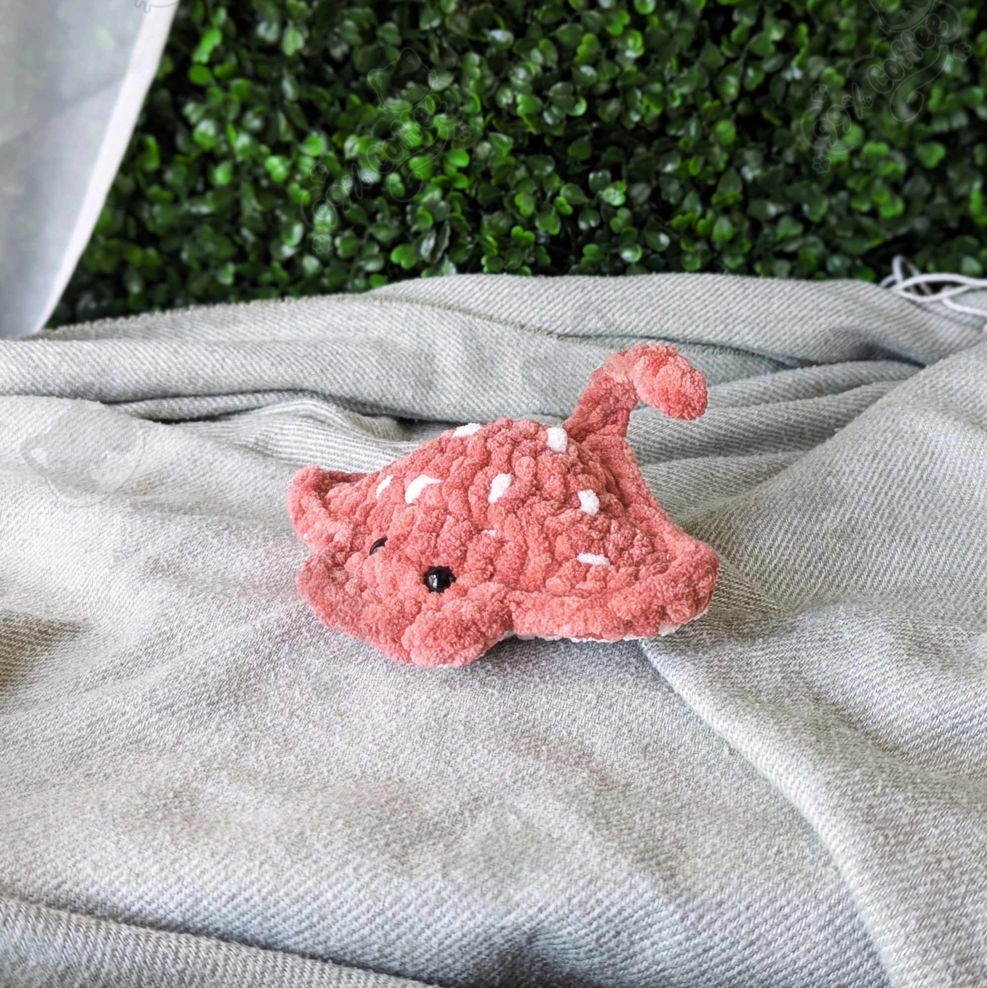 Manta Ray Plushie - Cute Handmade Sting Ray Stuffed Animal - 99% Coffee - #color_red