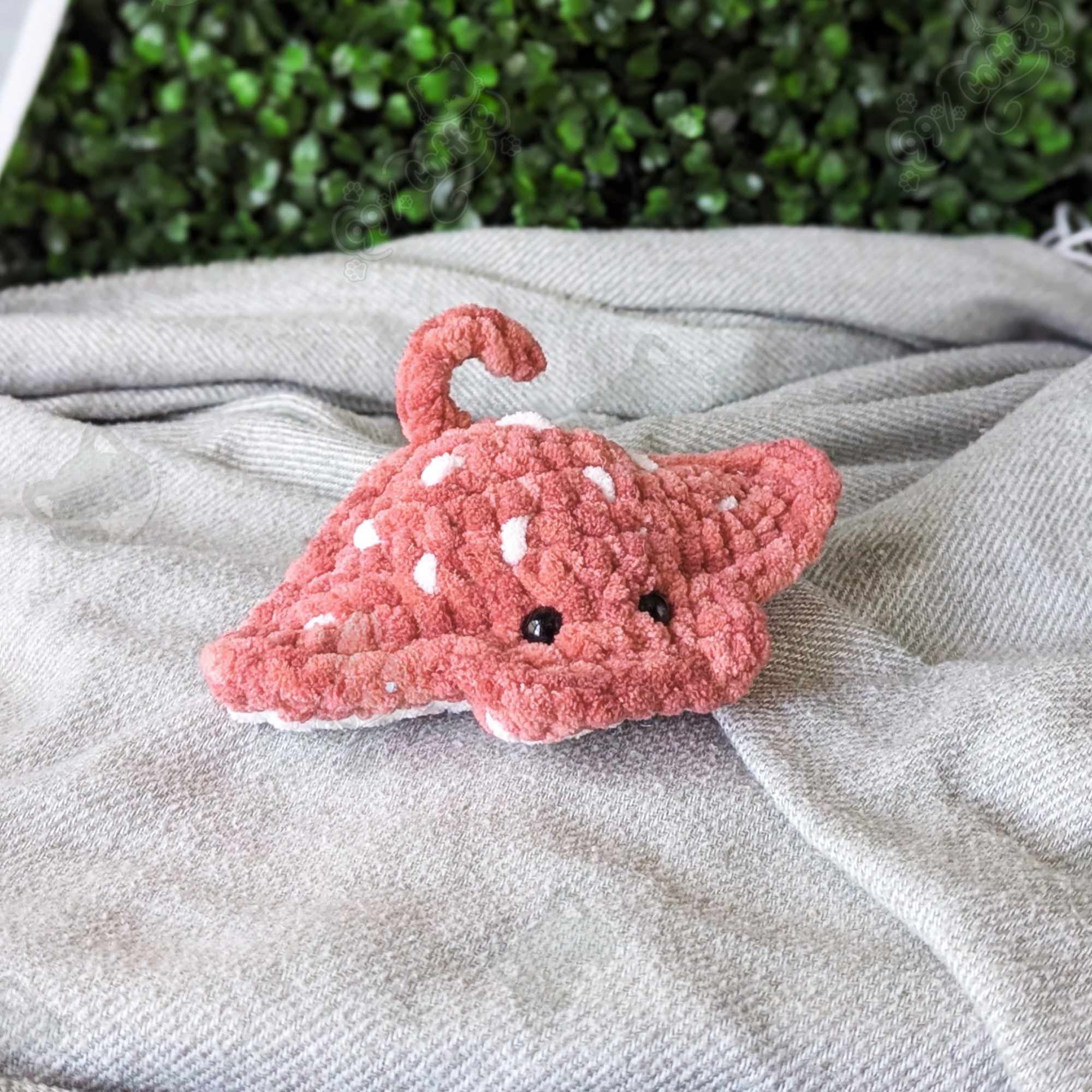 Manta Ray Plushie - Cute Handmade Sting Ray Stuffed Animal - 99% Coffee - #color_red