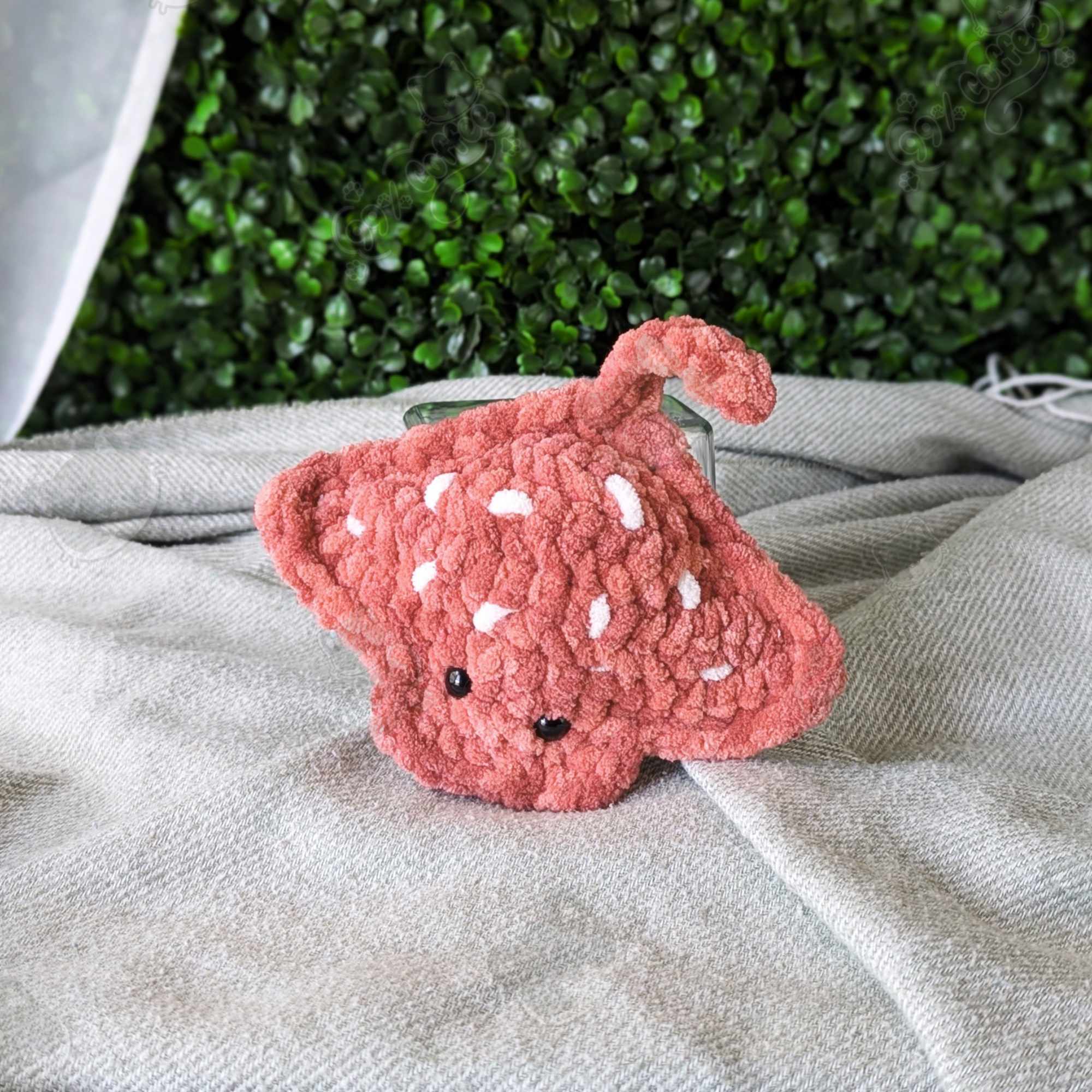 Manta Ray Plushie - Cute Handmade Sting Ray Stuffed Animal - 99% Coffee - #color_Red