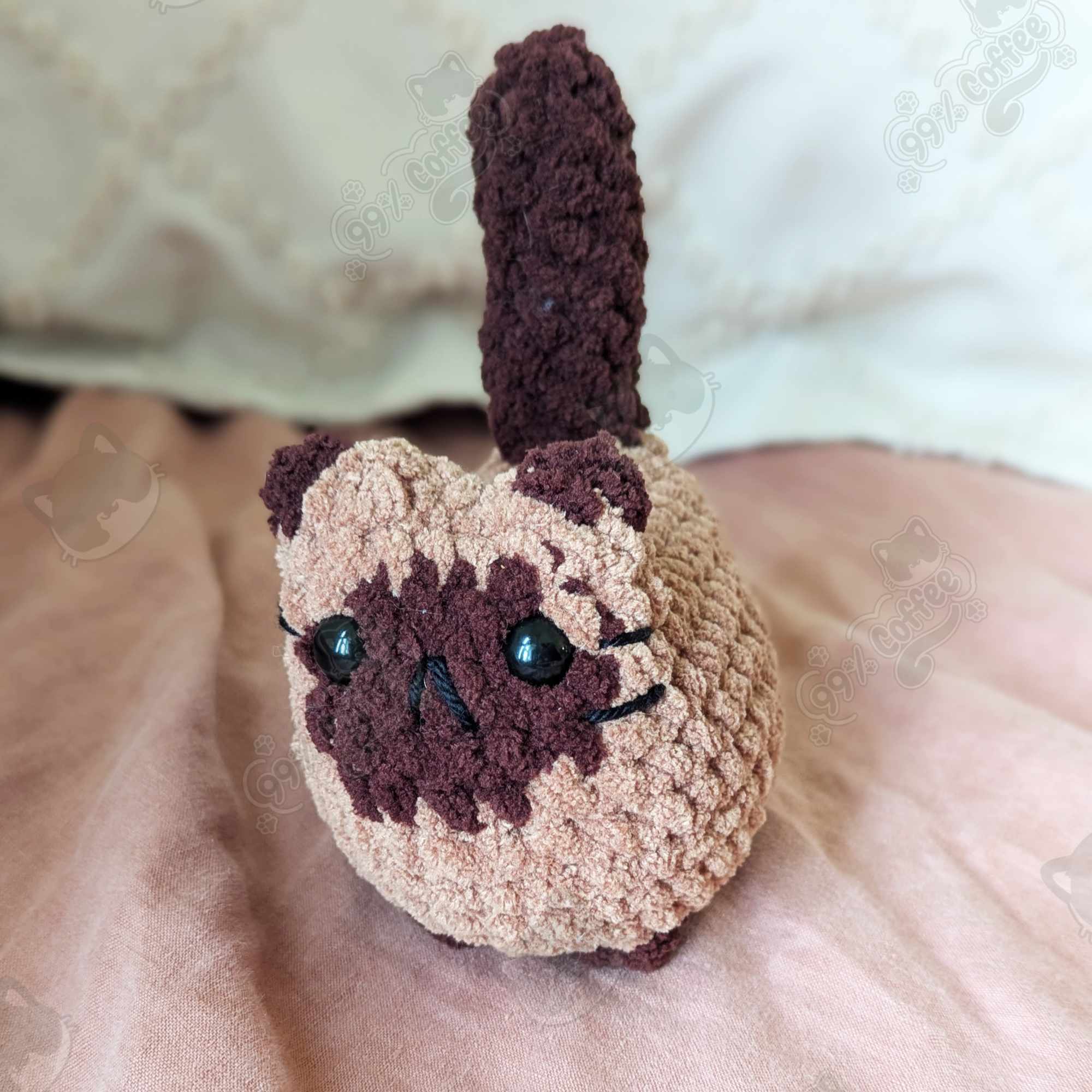 Customizable Loaf Cat Plushie, Siamese - Cute Handmade Custom Cat Stuffed Animal - 99% Coffee -