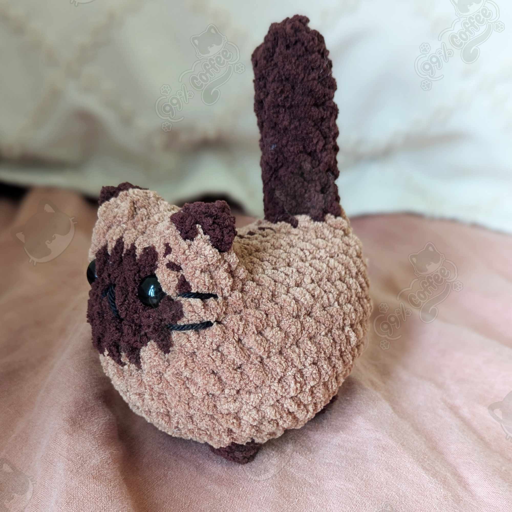 Customizable Loaf Cat Plushie, Siamese - Cute Handmade Custom Cat Stuffed Animal - 99% Coffee -