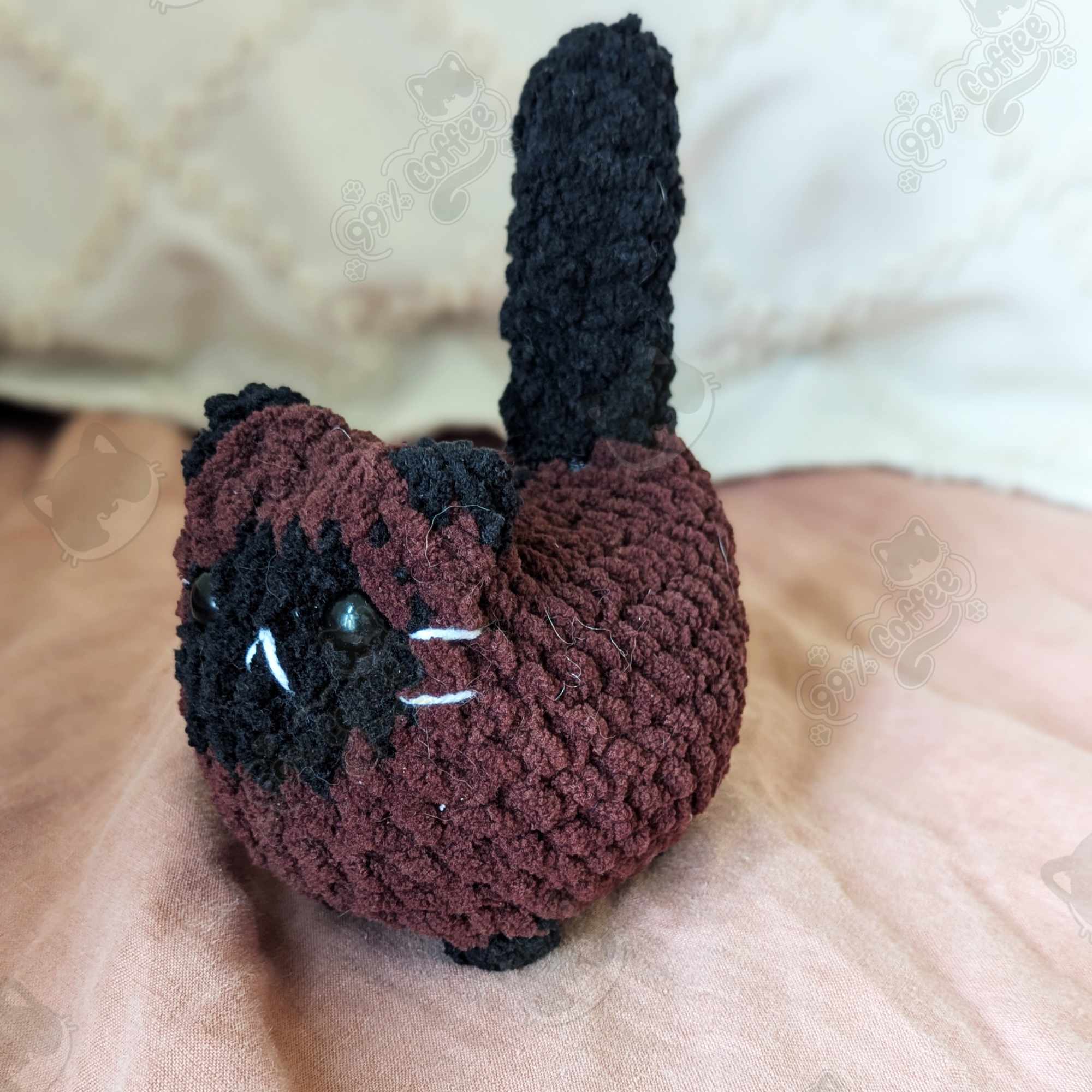 Customizable Loaf Cat Plushie, Siamese - Cute Handmade Custom Cat Stuffed Animal - 99% Coffee -