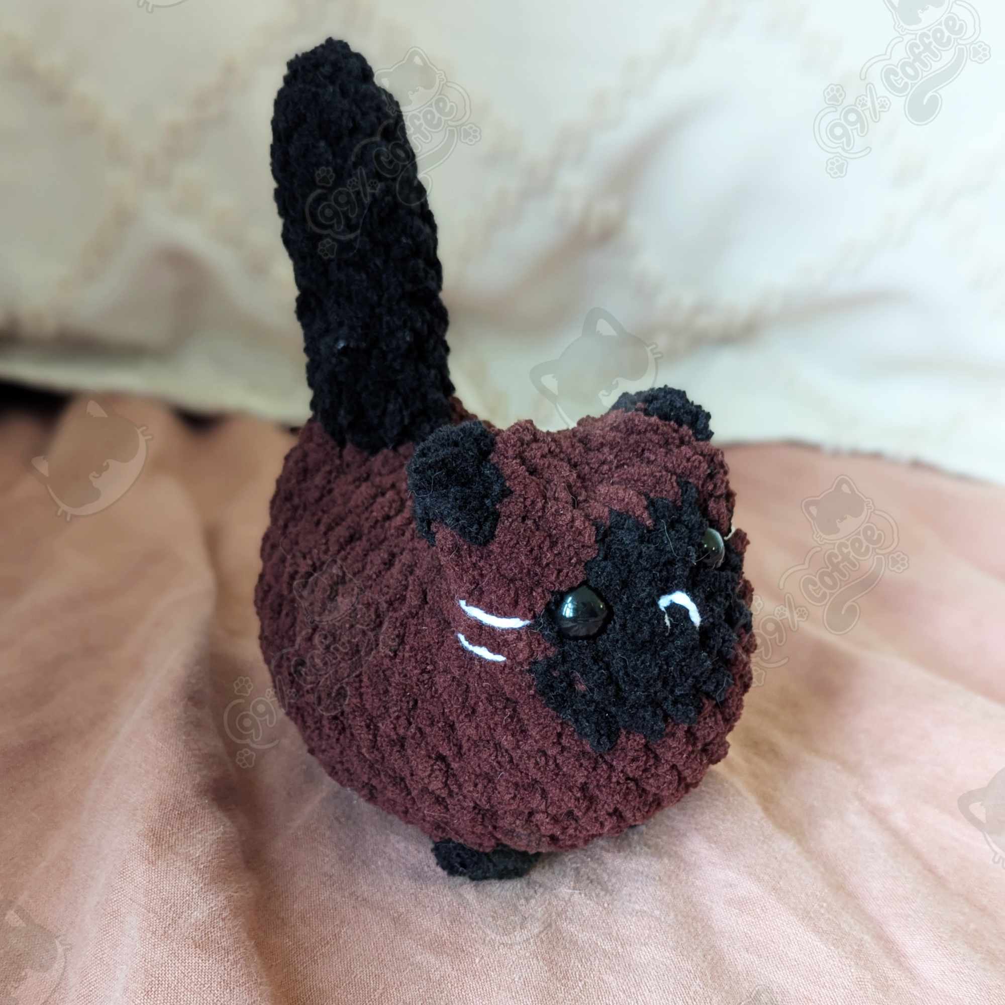 Customizable Loaf Cat Plushie, Siamese - Cute Handmade Custom Cat Stuffed Animal - 99% Coffee -