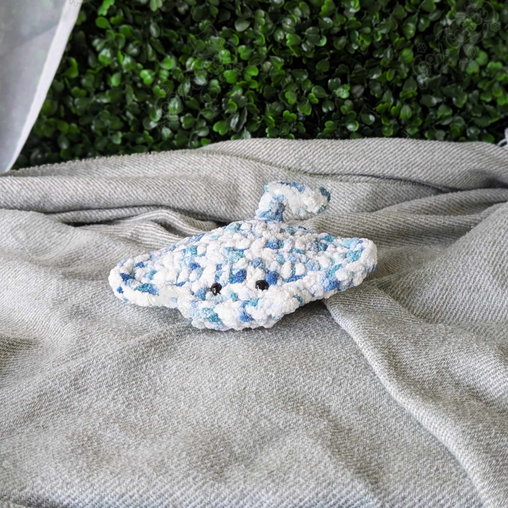 Manta Ray Plushie - Cute Handmade Sting Ray Stuffed Animal - 99% Coffee - #color_blue