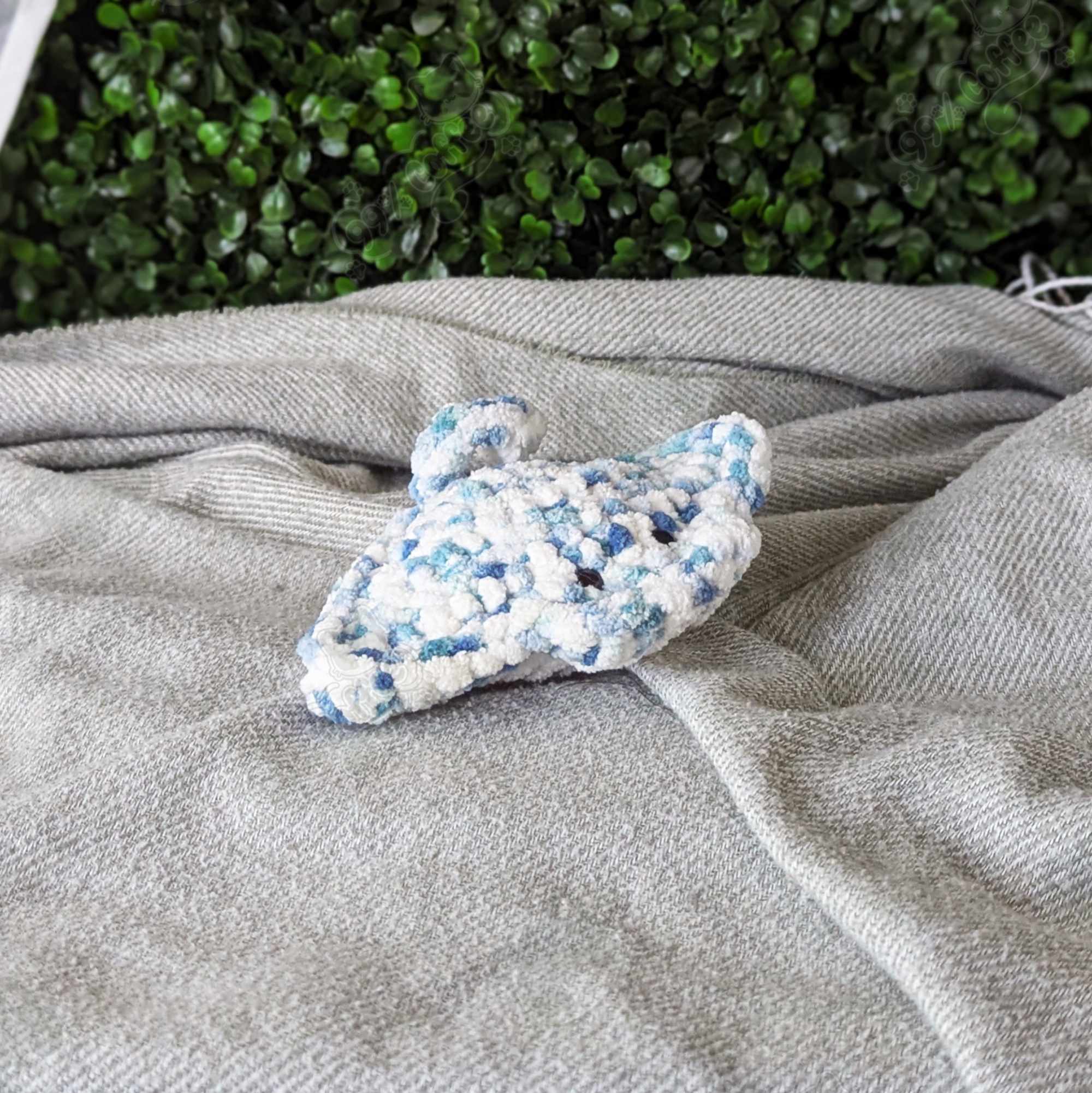Manta Ray Plushie - Cute Handmade Sting Ray Stuffed Animal - 99% Coffee - #color_blue