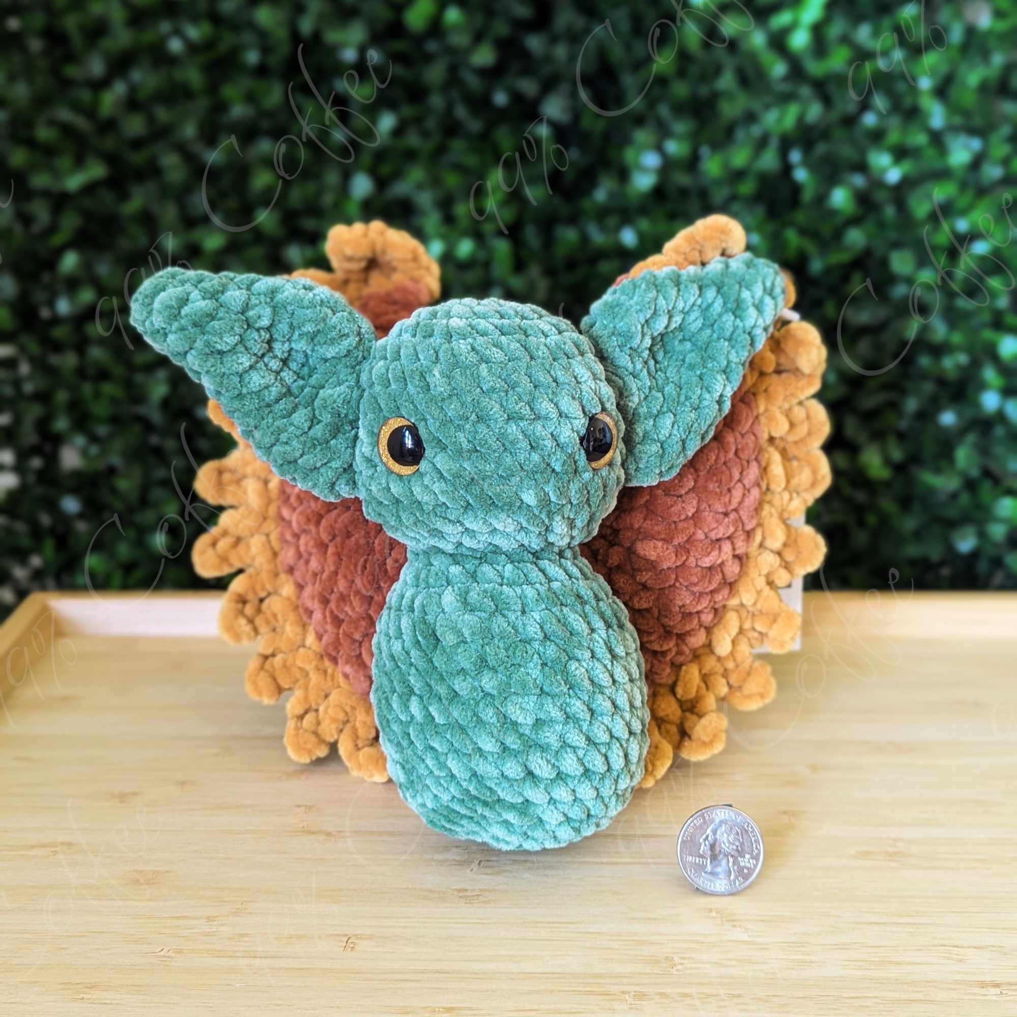 Bat, Large Stuffed Animal - Cute Handmade Barn Bat Plushie - 99% Coffee - #color_Sunflower