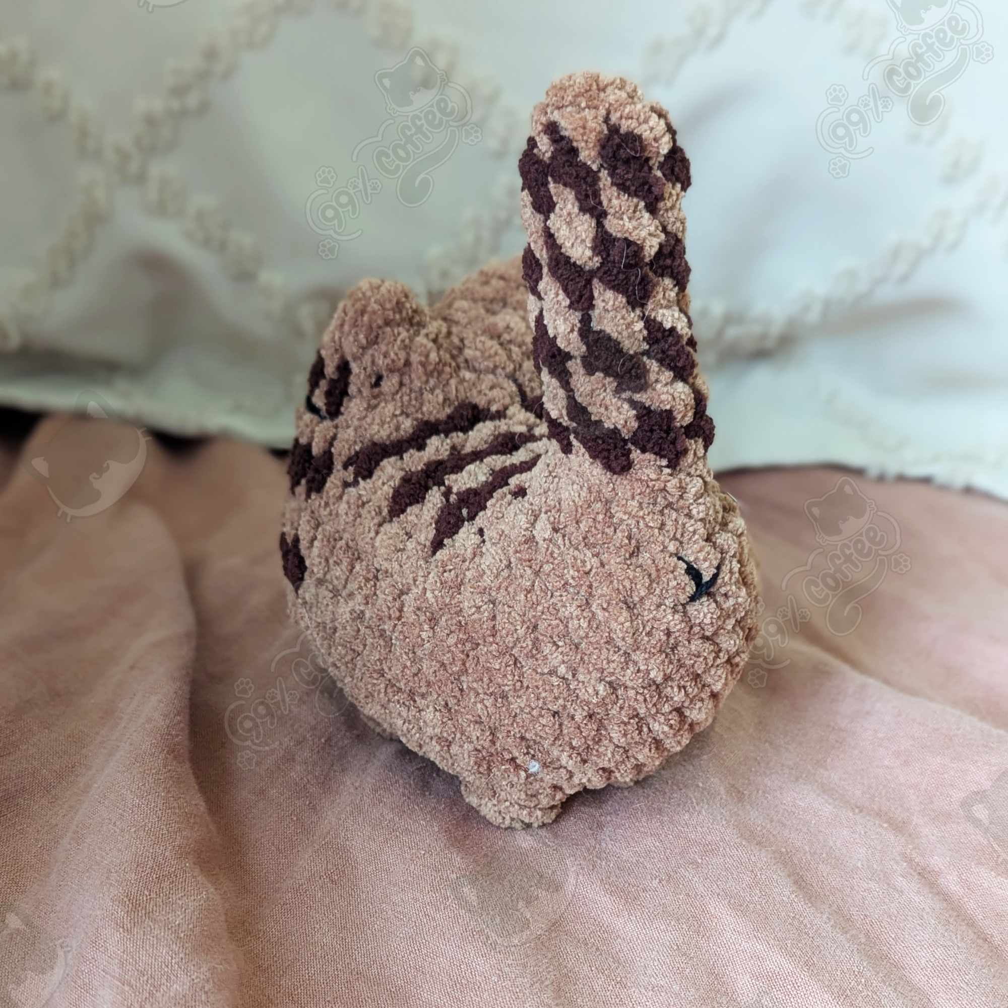 Customizable Loaf Cat Plushie, Tabby - Cute Handmade Custom Cat Stuffed Animal - 99% Coffee -