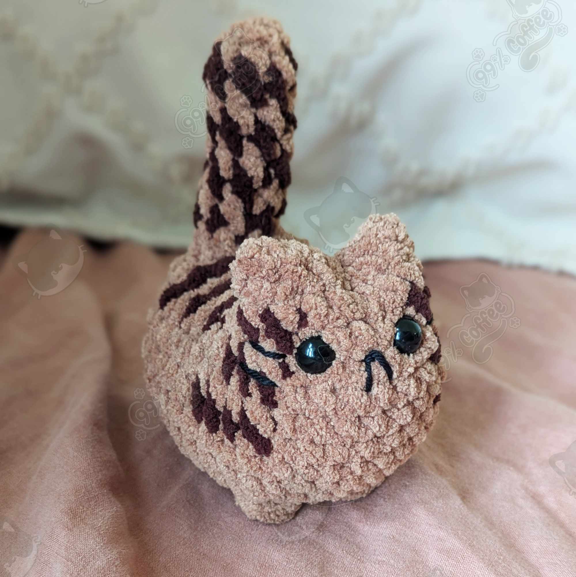 Customizable Loaf Cat Plushie, Tabby - Cute Handmade Custom Cat Stuffed Animal - 99% Coffee -