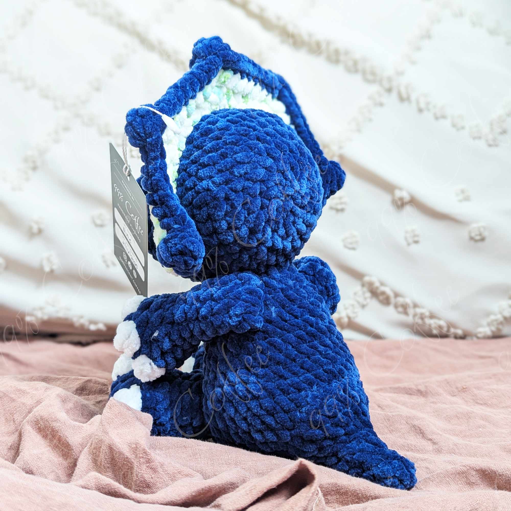 Triceratops Stuffed Animal - Cute Handmade Dinosaur Plushie - 99% Coffee - #color_blue