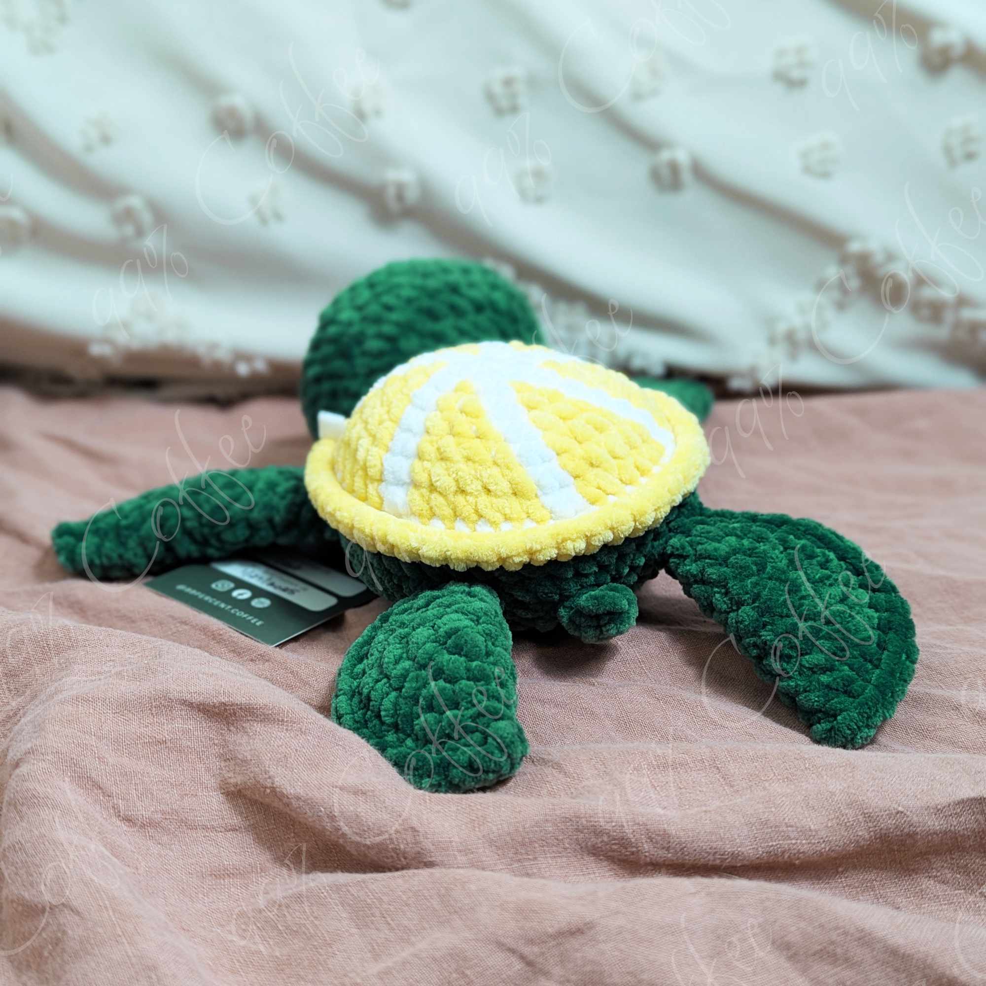 Lemon Turtle Stuffed Animal - Cute Handmade Fruit Turtle Plushie - 99% Coffee - #color_lemon