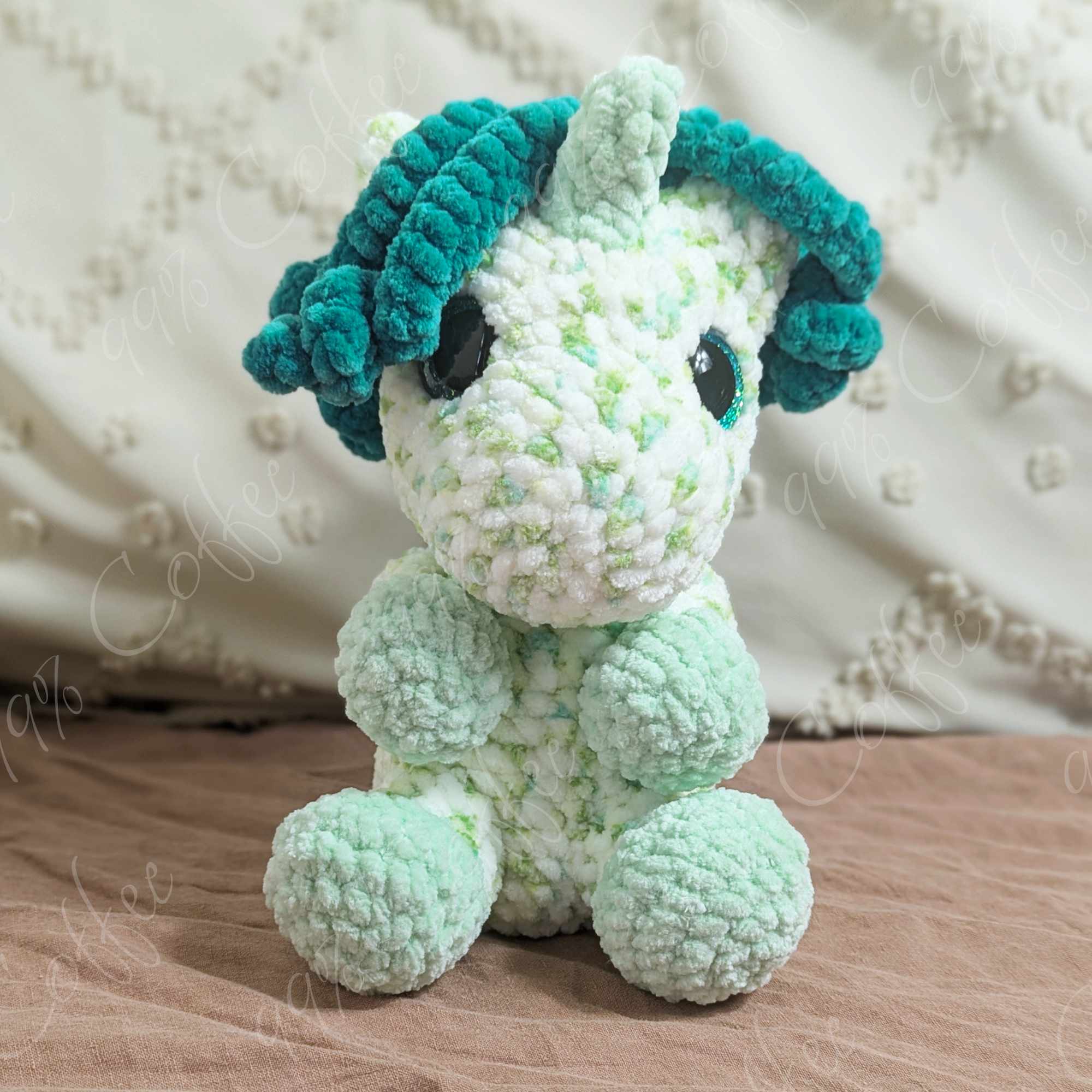 Unicorn Stuffed Animal, Speckled Teal - Cute Handmade Magical Unicorn Plushie - 99% Coffee - #color_teal
