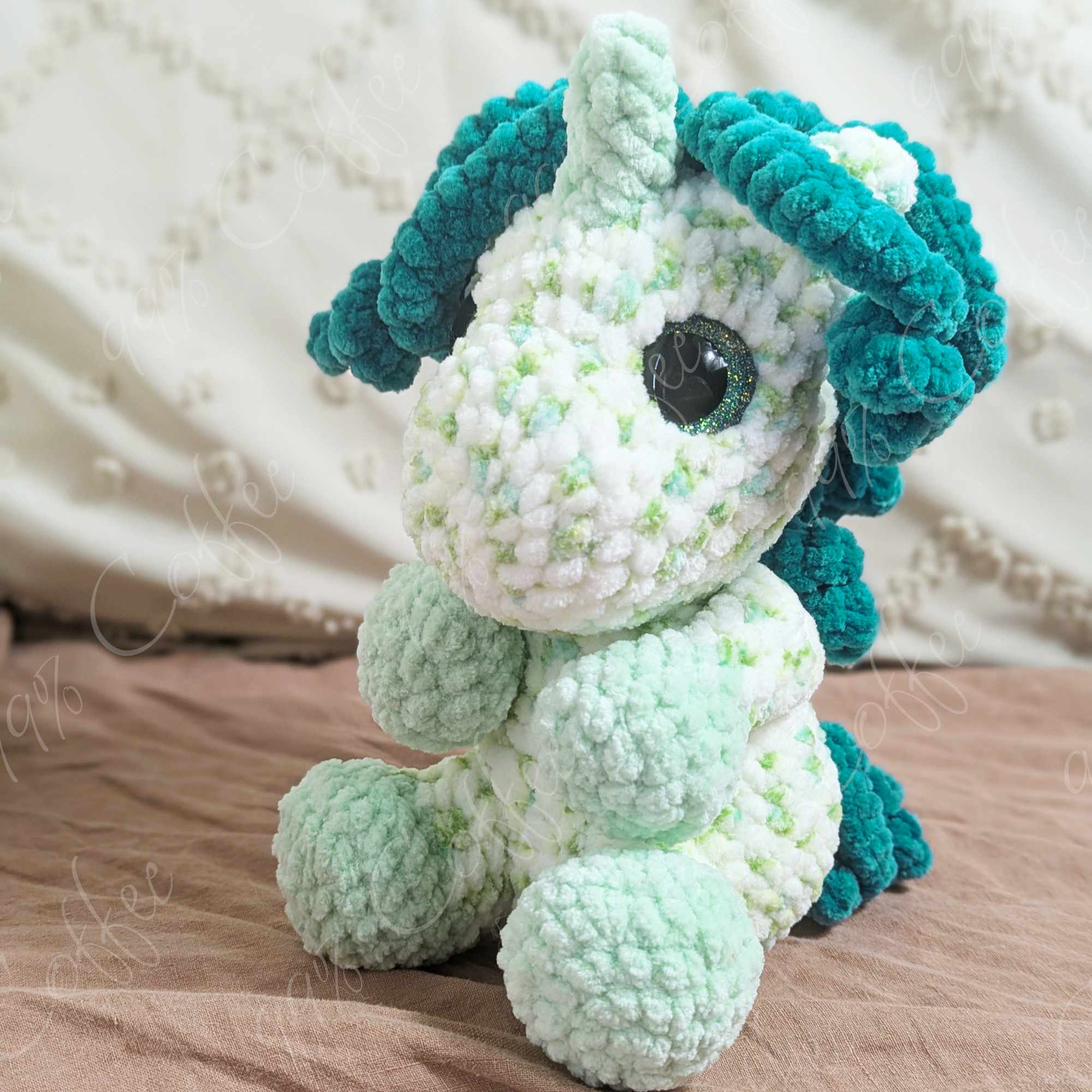 Unicorn Stuffed Animal, Speckled Teal - Cute Handmade Magical Unicorn Plushie - 99% Coffee - #color_teal