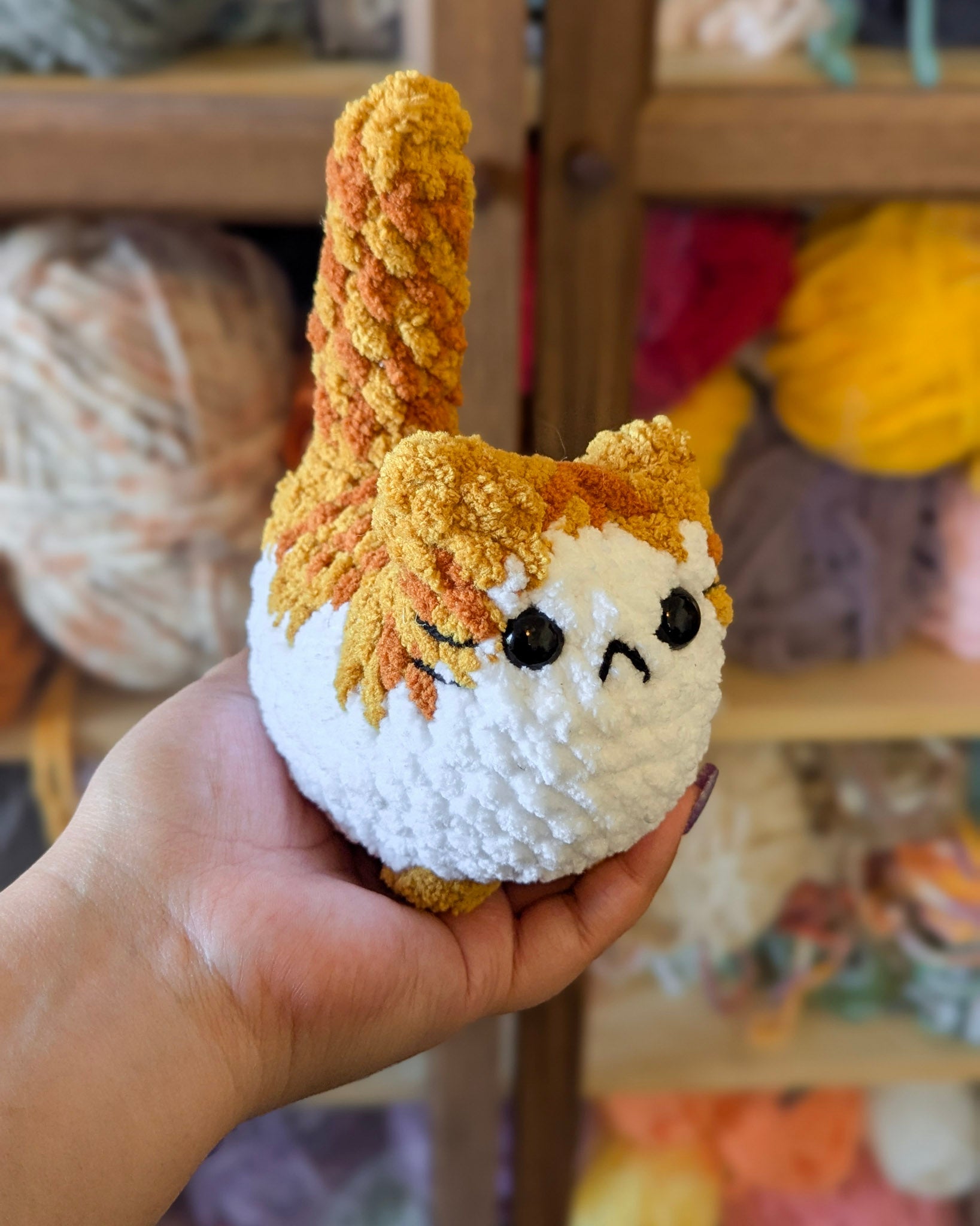 White - Belly Tabby Loaf Cat Plushie - 99% Coffee -