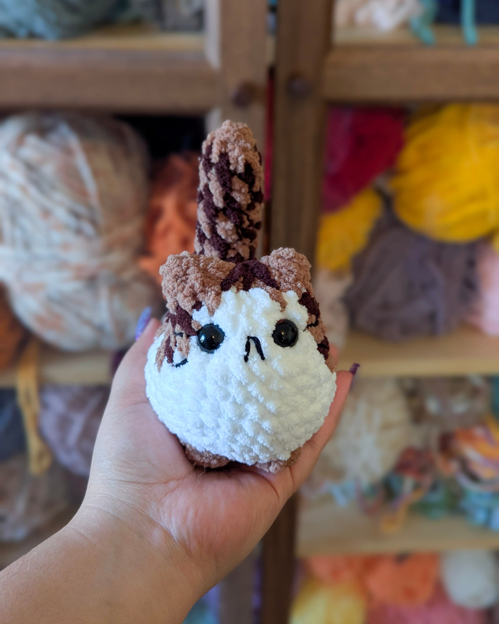 White - Belly Tabby Loaf Cat Plushie - 99% Coffee -