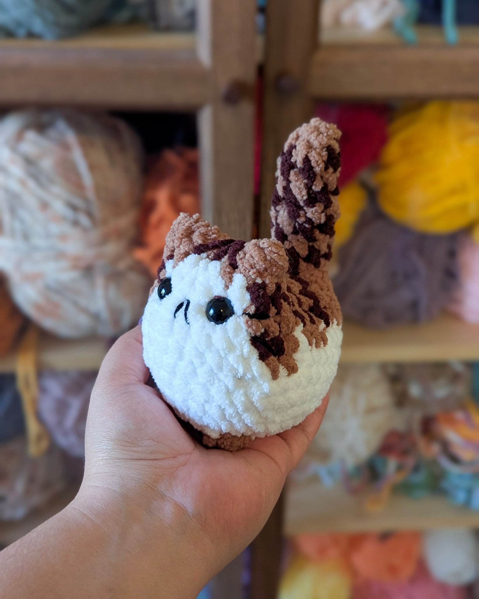 White - Belly Tabby Loaf Cat Plushie - 99% Coffee -