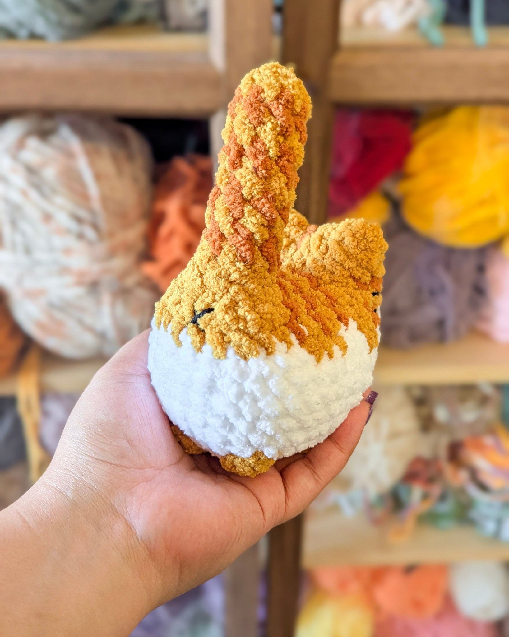 White - Belly Tabby Loaf Cat Plushie - 99% Coffee -