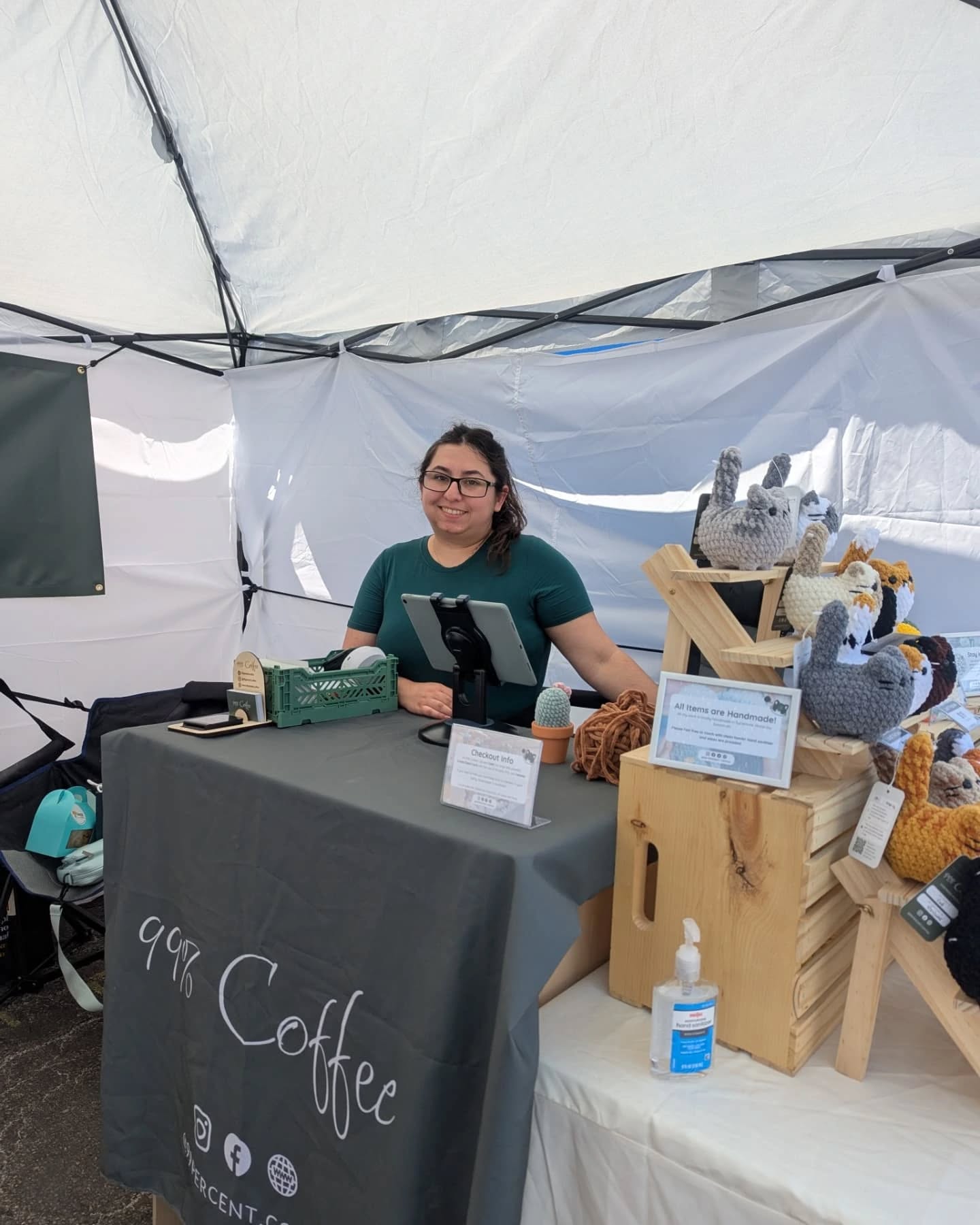 The owner & artist of 99% Coffee - Savannah at an in-person Market