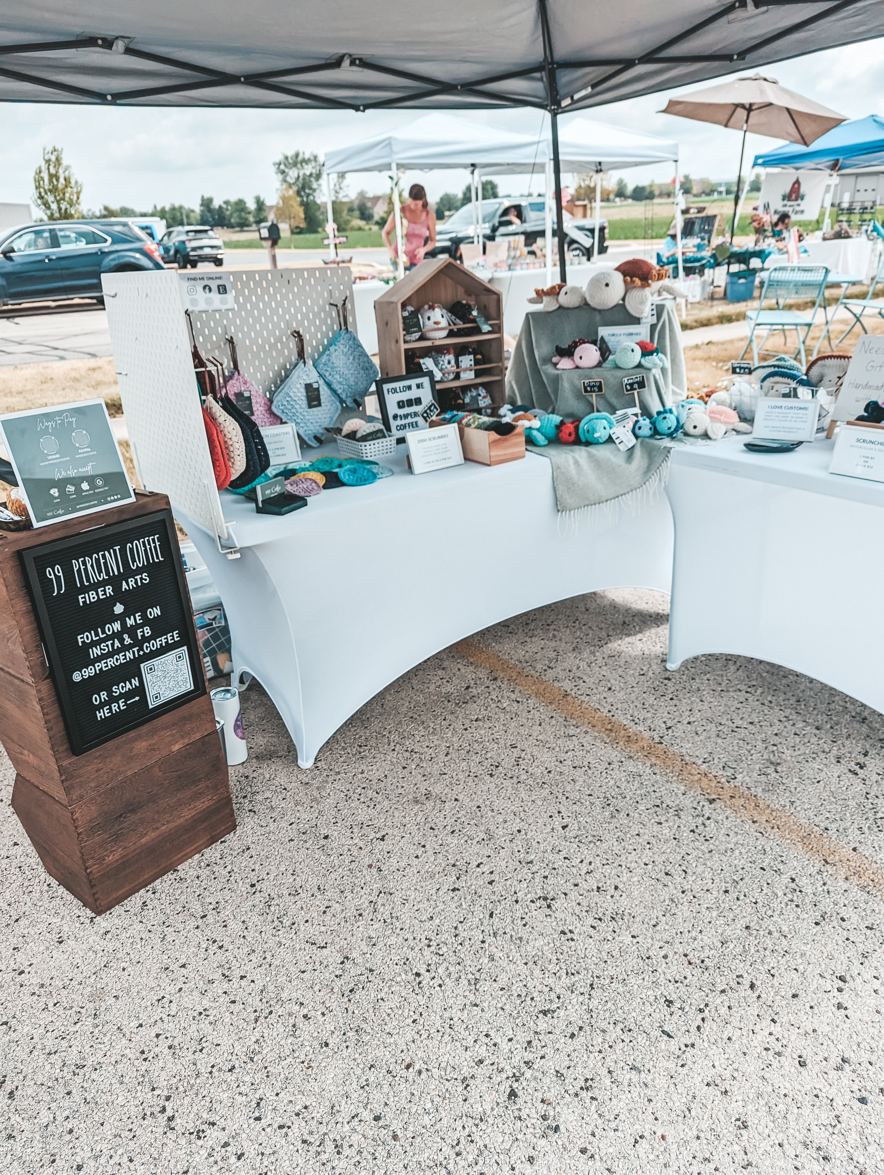 The 99 Percent Coffee booth at our first art market in Sycamore Illinois