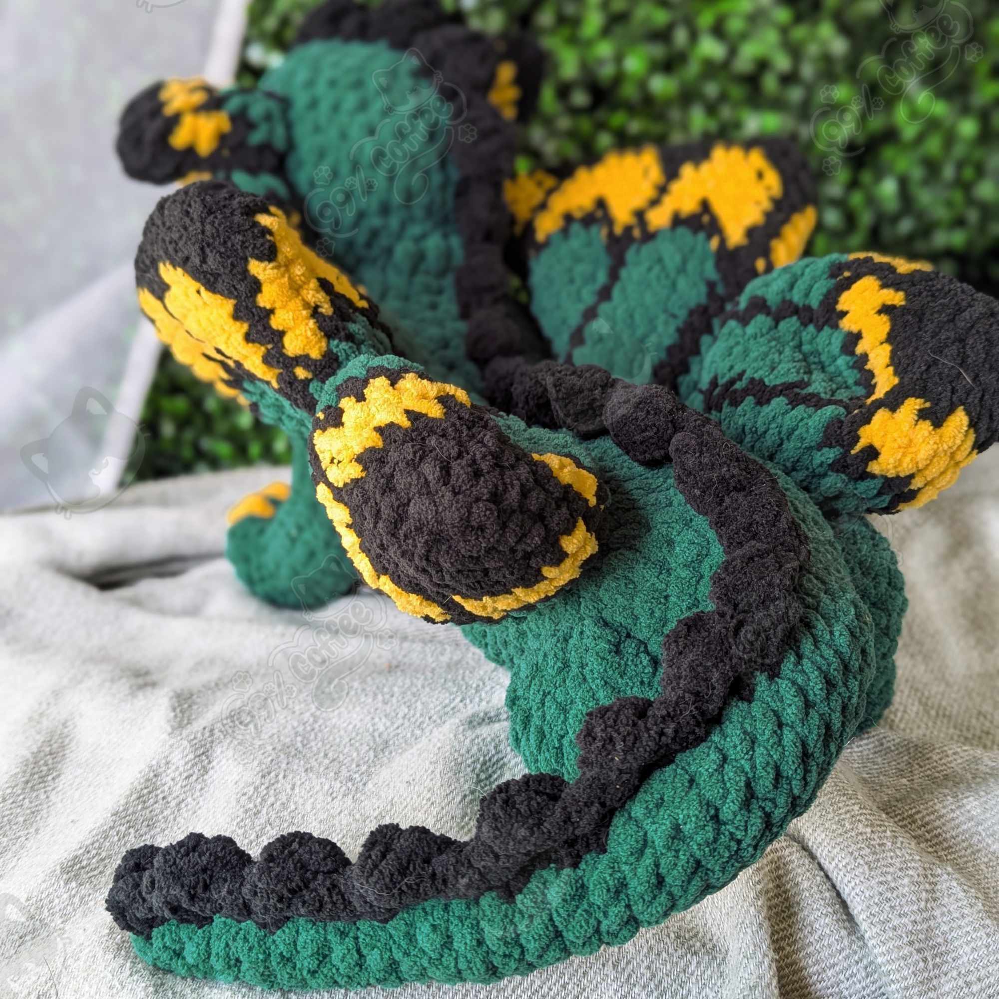 Butterfly Dragon Plushie - Handmade Large Butterfly Dragon Stuffed Animal - 99% Coffee - #color_green-butterfly