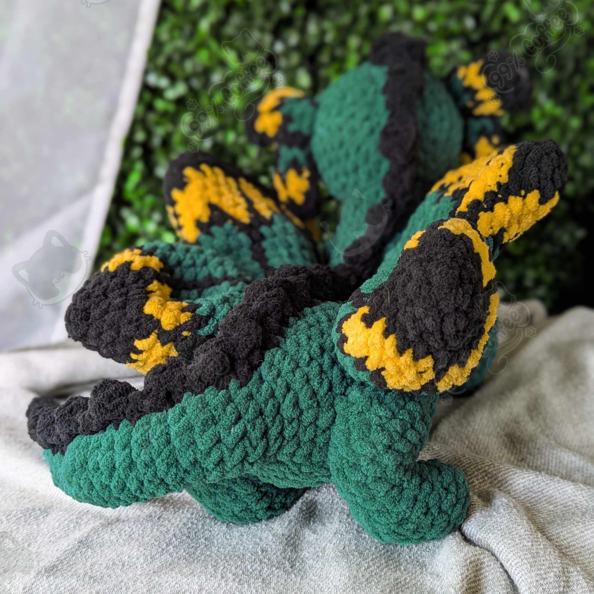 Butterfly Dragon Plushie - Handmade Large Butterfly Dragon Stuffed Animal - 99% Coffee - #color_green-butterfly