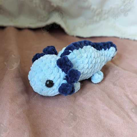 Chubby Axolotl Stuffed Animal - Cute Handmade Small Axolotl Stuffed Animal - 99% Coffee - #color_blue