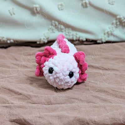 Baby Axolotl Plush Stuffed Animal - Cute Handmade Small Axolotl Plushie - 99% Coffee - 