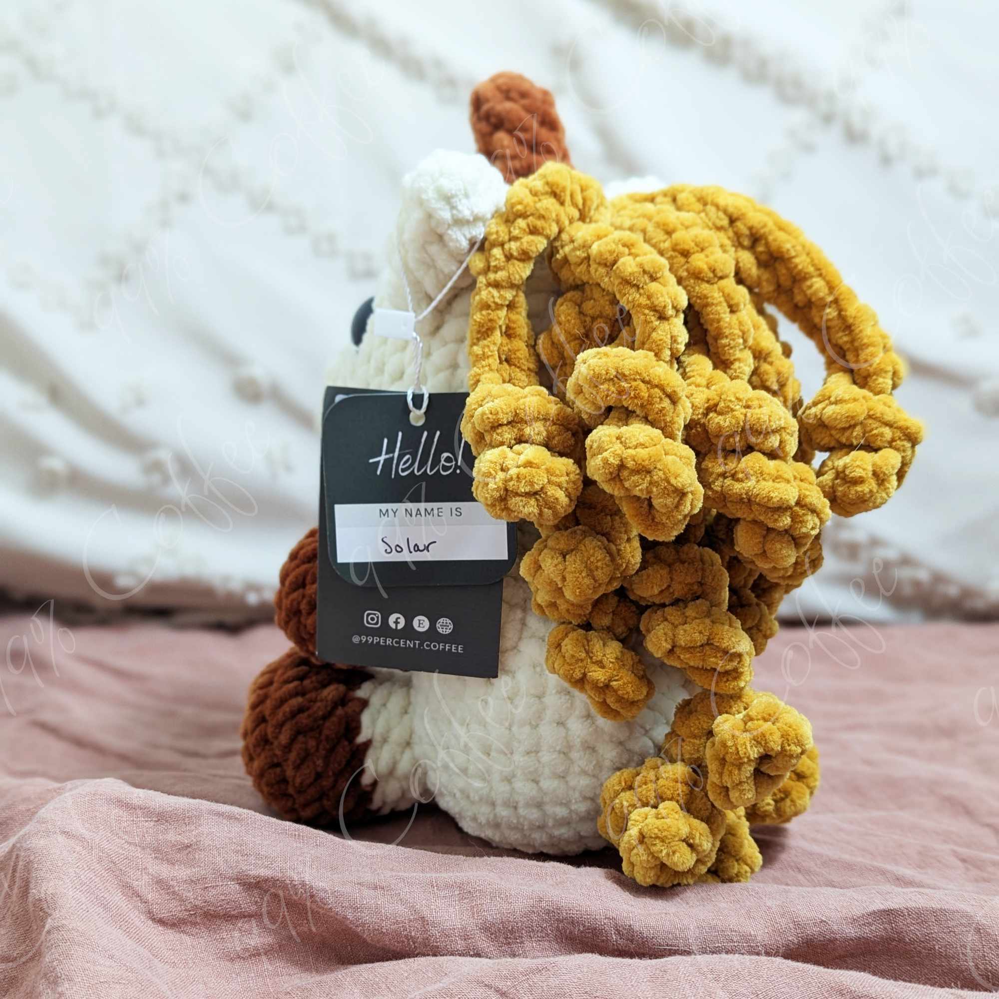 Unicorn Stuffed Animal, Sunflower - Cute Handmade Unicorn Plushie - 99% Coffee - #color_sunflower