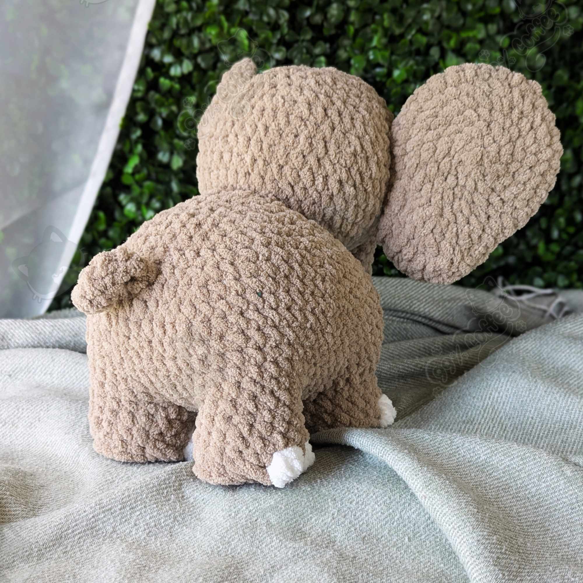 Large Elephant Plushie - Handmade Large Elephant Stuffed Animal - 99% Coffee - #color_Beige