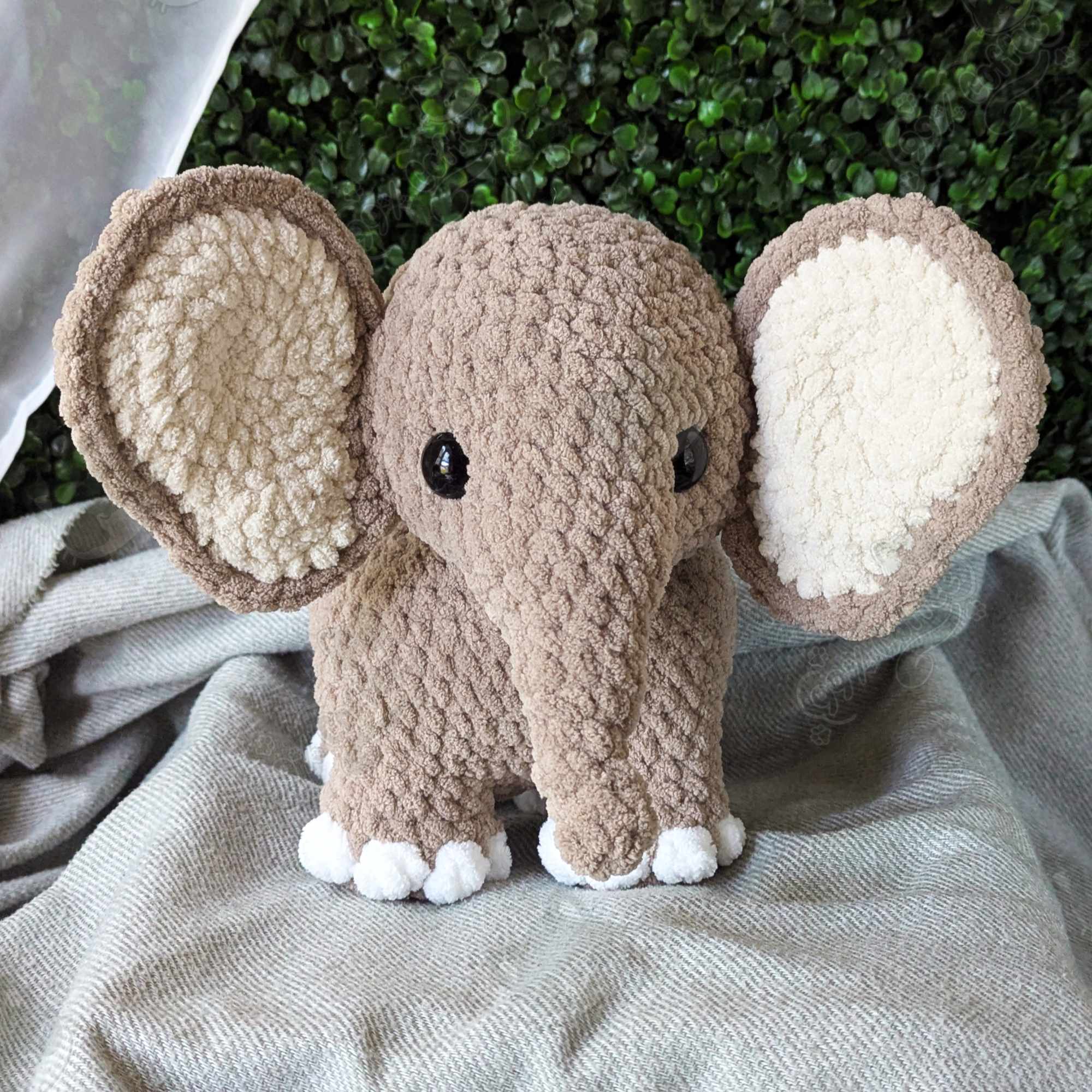 Large Elephant Plushie - Handmade Large Elephant Stuffed Animal - 99% Coffee - #color_Beige