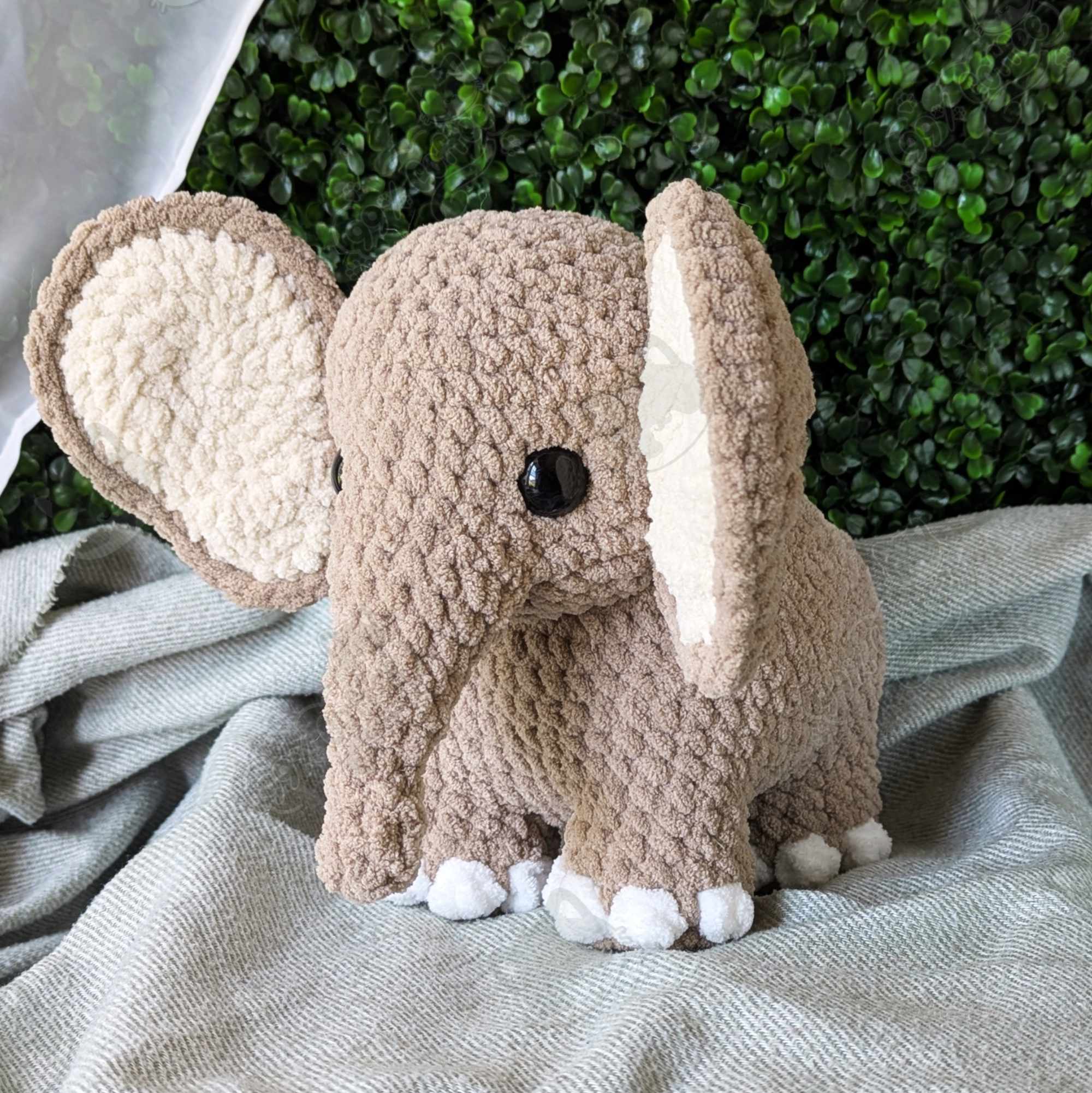 Large Elephant Plushie - Handmade Large Elephant Stuffed Animal - 99% Coffee - #color_Beige