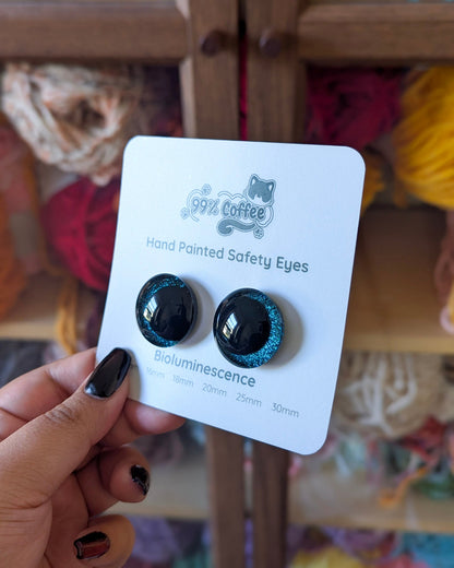 Bioluminescence - Hand - Painted Glitter Safety Eyes - 99% Coffee