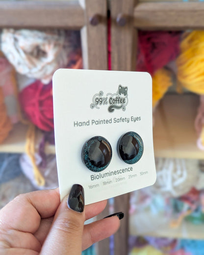 Bioluminescence - Hand - Painted Glitter Safety Eyes - 99% Coffee