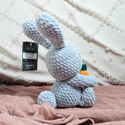 Bunny & Carrot Stuffed Animal - Cute Handmade Bunny Plushie - 99% Coffee - #color_grey