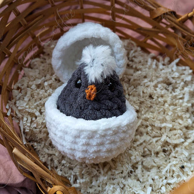 Hatching Chick Stuffed Animal - Cute Handmade Baby Chick Plushie - 99% Coffee - 