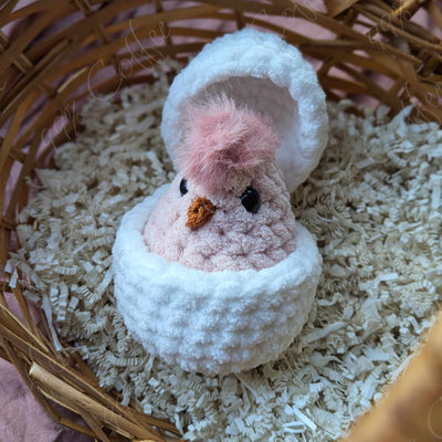 Hatching Chick Stuffed Animal - Cute Handmade Baby Chick Plushie - 99% Coffee - 