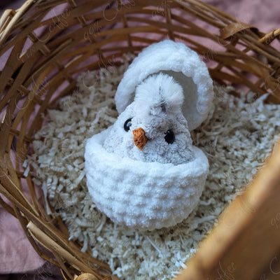 Hatching Chick Stuffed Animal - Cute Handmade Baby Chick Plushie - 99% Coffee - 