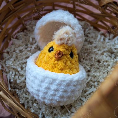 Hatching Chick Stuffed Animal - Cute Handmade Baby Chick Plushie - 99% Coffee - 