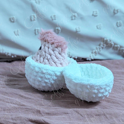 Hatching Chick Stuffed Animal - Cute Handmade Baby Chick Plushie - 99% Coffee - 