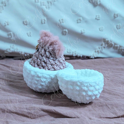 Hatching Chick Stuffed Animal - Cute Handmade Baby Chick Plushie - 99% Coffee - 