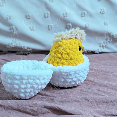 Hatching Chick Stuffed Animal - Cute Handmade Baby Chick Plushie - 99% Coffee - 