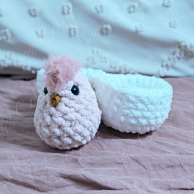 Hatching Chick Stuffed Animal - Cute Handmade Baby Chick Plushie - 99% Coffee - 