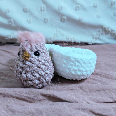 Hatching Chick Stuffed Animal - Cute Handmade Baby Chick Plushie - 99% Coffee - 