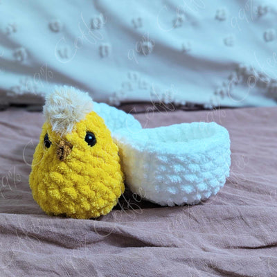 Hatching Chick Stuffed Animal - Cute Handmade Baby Chick Plushie - 99% Coffee - 