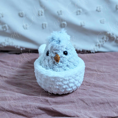 Hatching Chick Stuffed Animal - Cute Handmade Baby Chick Plushie - 99% Coffee - 